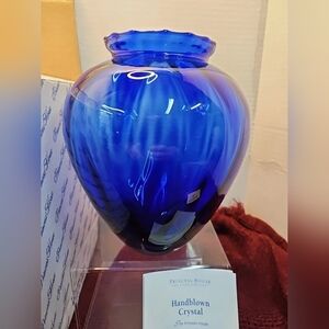 Princess House Exclusive Crystal Vase Cobalt/Sapphire Blue Made In USA